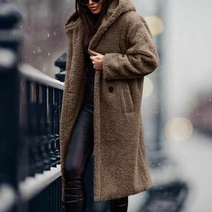 Variant image for Langer Winterparka Damen Fleece mit Kapuze und Flauschiges Design-37