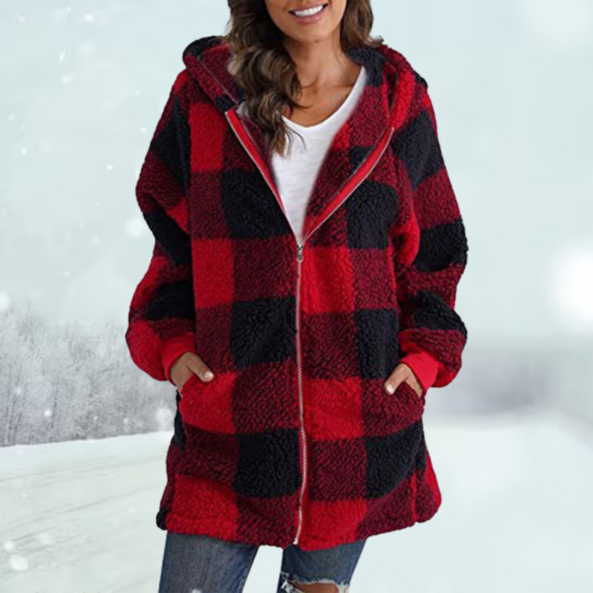 Damen-Mantel Langarm mit Kapuze Polyester-5