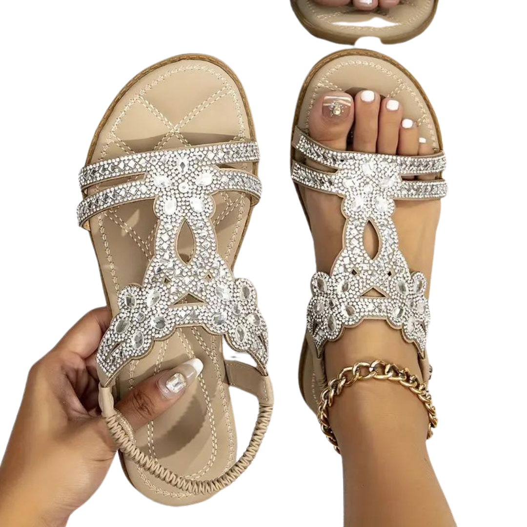 Flache Damensandalen aus Synthetikleder mit elastischem Knöchelriemen – Schwarz, bequemes und schickes Design 8