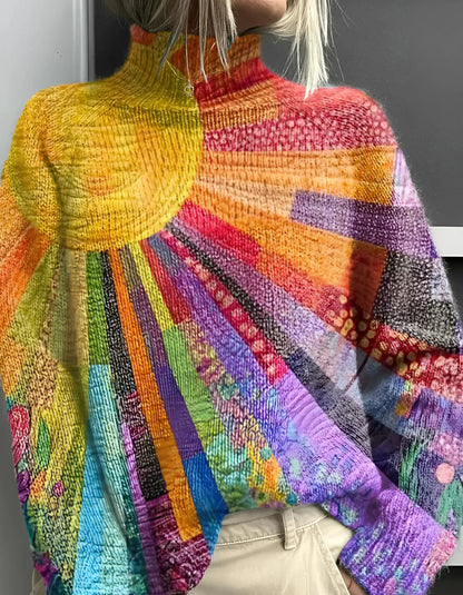Damen-Rollkragenpullover, buntes weiches Acryl-1