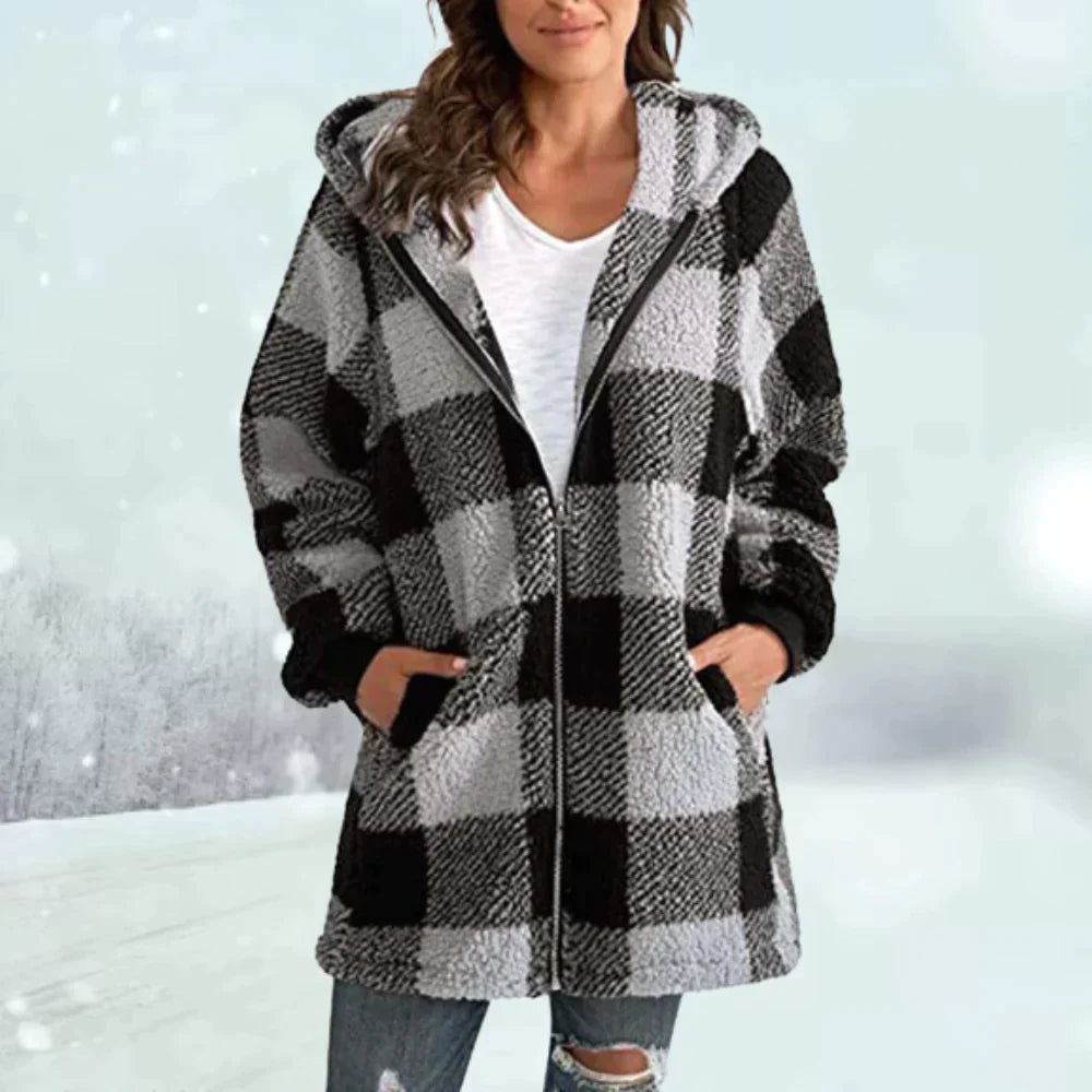 Lange Damen-Winterjacke mit Kunstfell und Kapuze – klassischer Wintermantel für kalte Tage 12