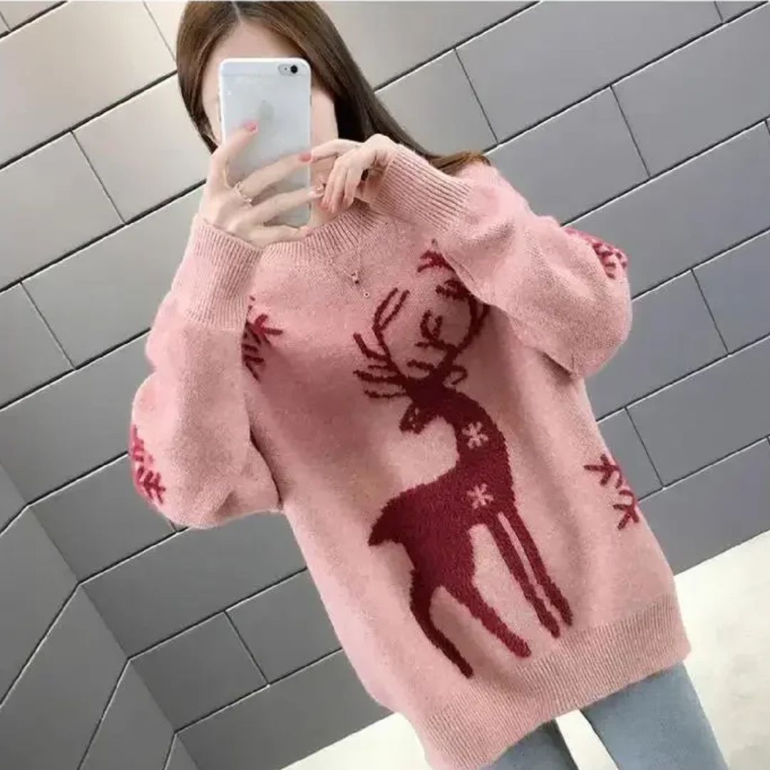 Damen Winterpullover Gestrickt Weich Acryl mit Elegantes Design-2