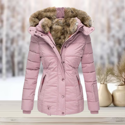 Damen Winterjacke Lang Kunstfell mit Kapuze-6