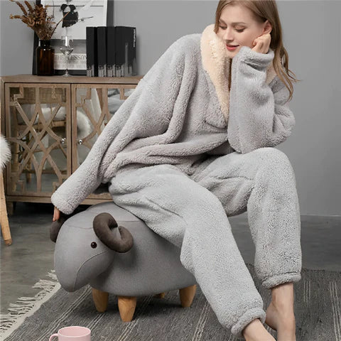 Damen-Pyjama-Set, weicher atmungsaktiver Stoff-4