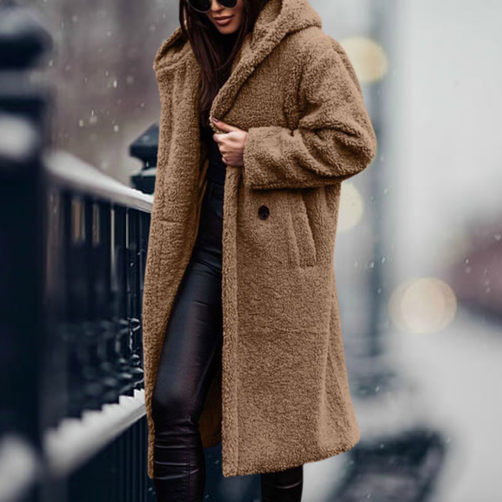 Variant image for Langer Winterparka Damen Fleece mit Kapuze und Flauschiges Design-33
