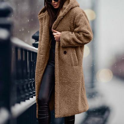 Variant image for Langer Winterparka Damen Fleece mit Kapuze und Flauschiges Design-33