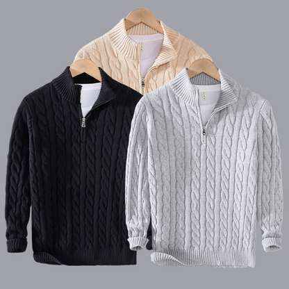 Herren-Herbstpullover, Reißverschluss, weiche Baumwolle-4