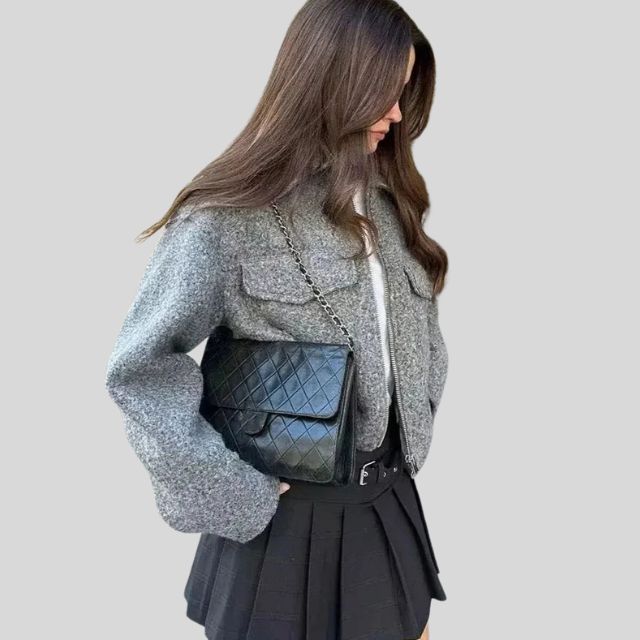 Damen-Wolljacke, elegant, mit Reißverschluss, 100% Wolle-3