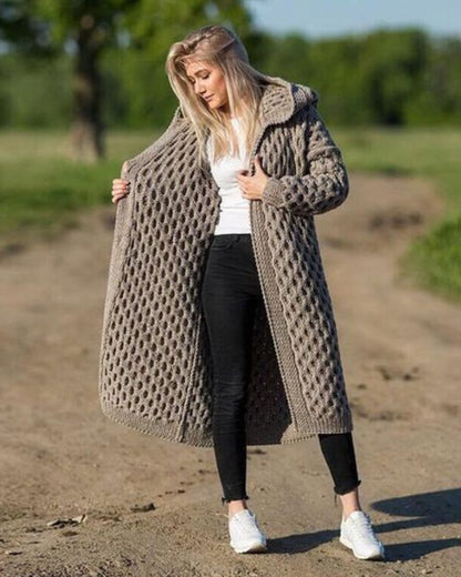 Langer Damen-Strickcardigan aus 100% Acryl mit lässiger Passform 3