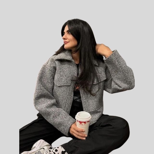 Damen-Wolljacke, elegant, mit Reißverschluss, 100 % Wolle-5