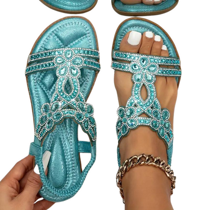 Damen-Sandalen, flach, aus Synthetikleder mit elastischem Knöchelriemen – schwarz, bequemes und elegantes Design 14