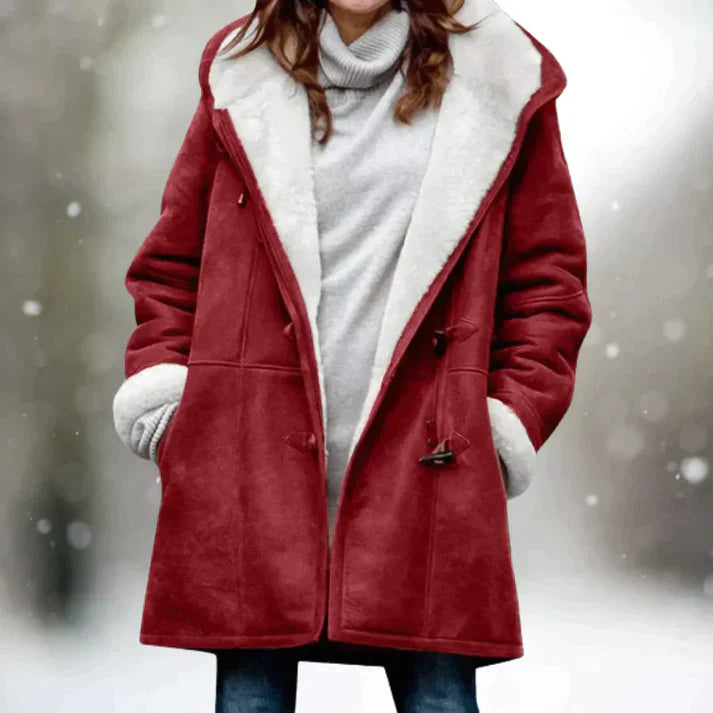 Mittellange Damenjacke aus Wildleder mit Kapuze – trendige und bequeme Jacke für Herbst und Winter 4