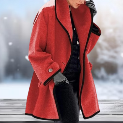 Damen-Mantel, breiter Kragen, Polyester, Hüftlänge-6