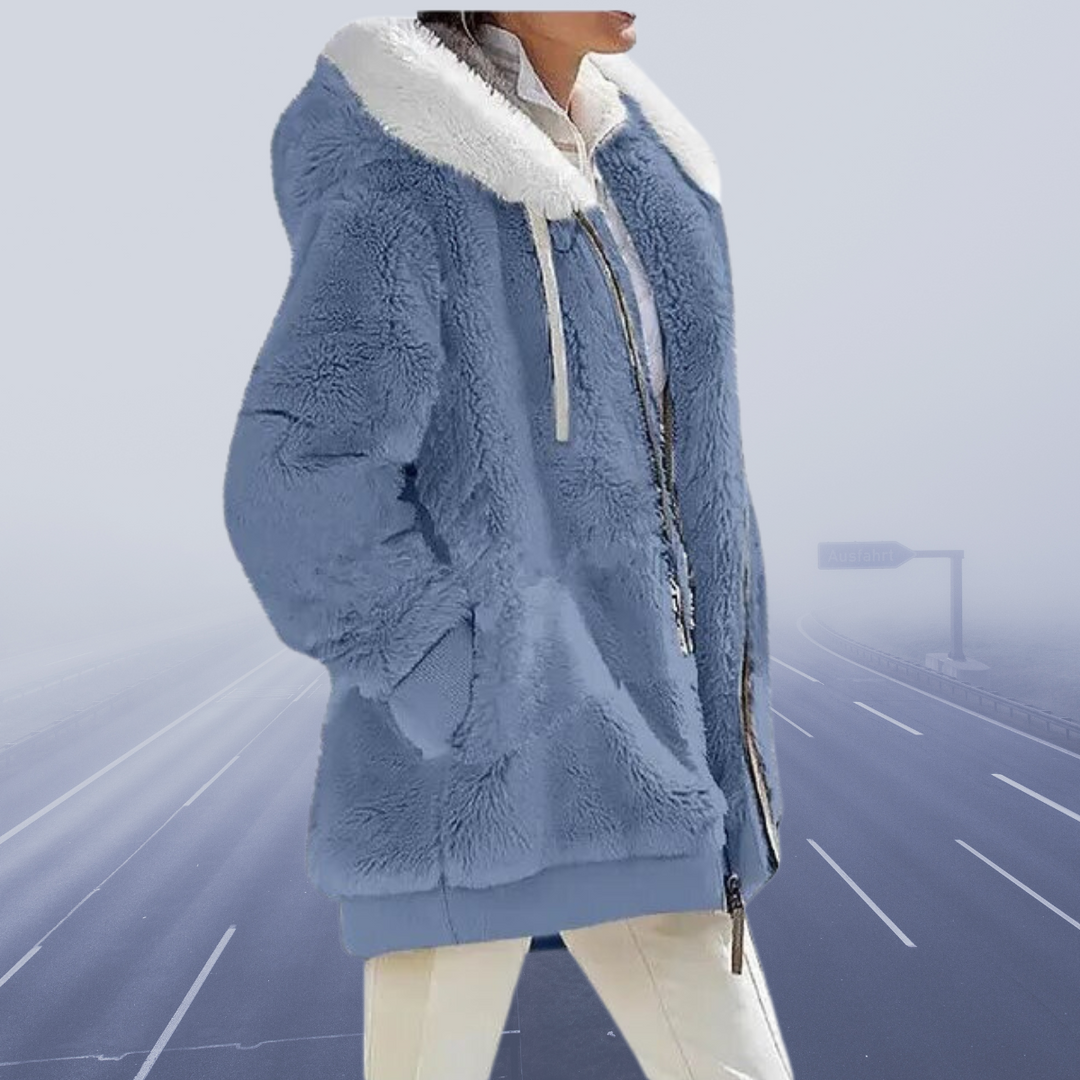 Variant image for Damen-Winterjacke Elegant Fleece Lang mit Kapuze aus Wolle-21