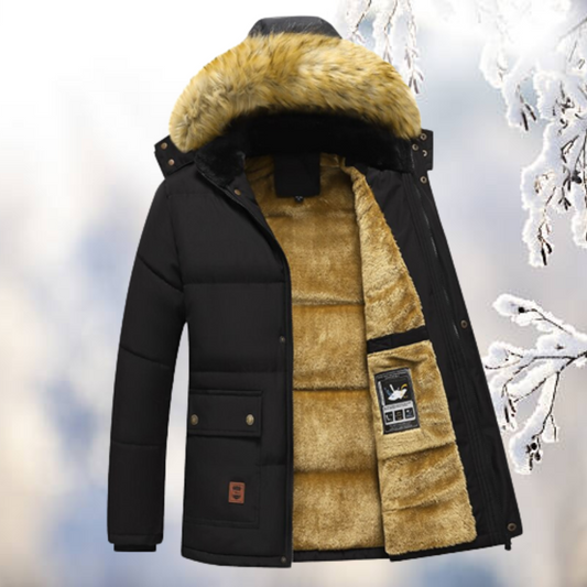 Damen-Parkas, windfestes Material mit Pelzkapuze 1