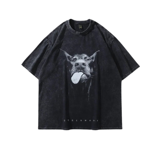 Damen-T-Shirt, Casual, Baumwolle, mit Hunde-Print-1