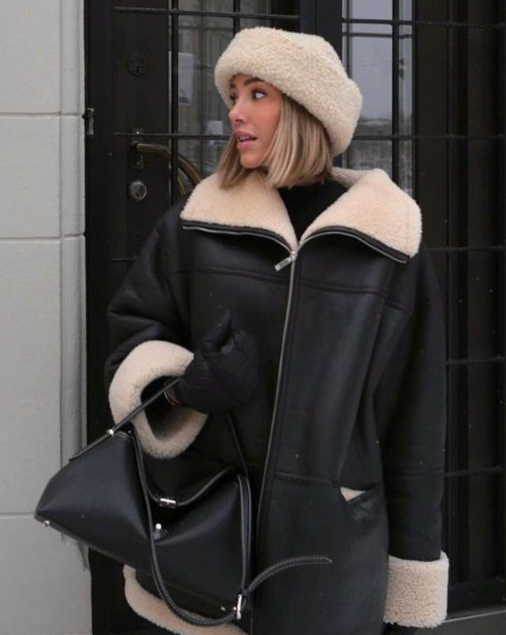 Variant image for Damen-Lederjacke, klassischer Stil, hochwertiges Leder-1