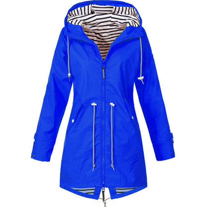 Wasserdichte Damenjacke in elegantem Design – Atmungsaktives Polyester, lang und schick, Schwarz, Damenjacken, mehrere Taschen 11