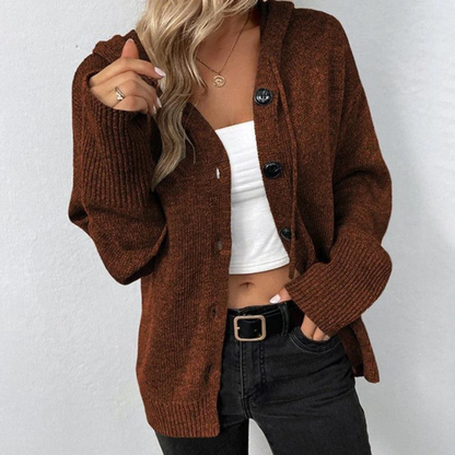 Variantenbild für langen Damen-Cardigan mit Kapuze aus 100% Acryl in Relaxed Fit-17