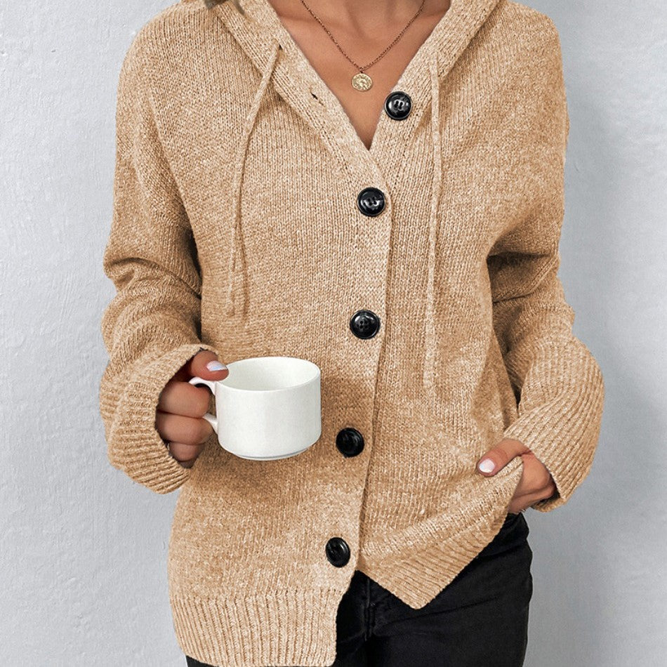 Variantenbild für langen Damen-Cardigan mit Kapuze aus 100% Acryl in Relaxed Fit-21
