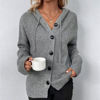 Lange Damen-Kapuzen-Strickjacke aus 100% Acryl mit Relaxed Fit-2