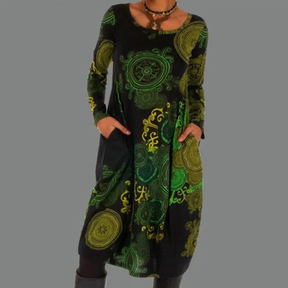 Variant image for Damen-vintage-boho-Kleid, langarm, Polyester-19