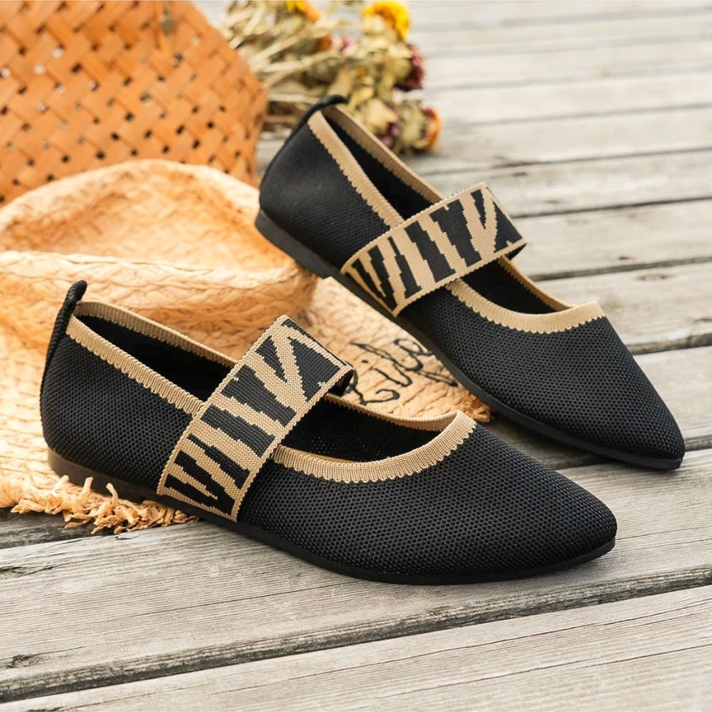 Damen-Schuhe, Kurbel, Flachbilder, bequemes Schaftmaterial, geometrisches Muster-3