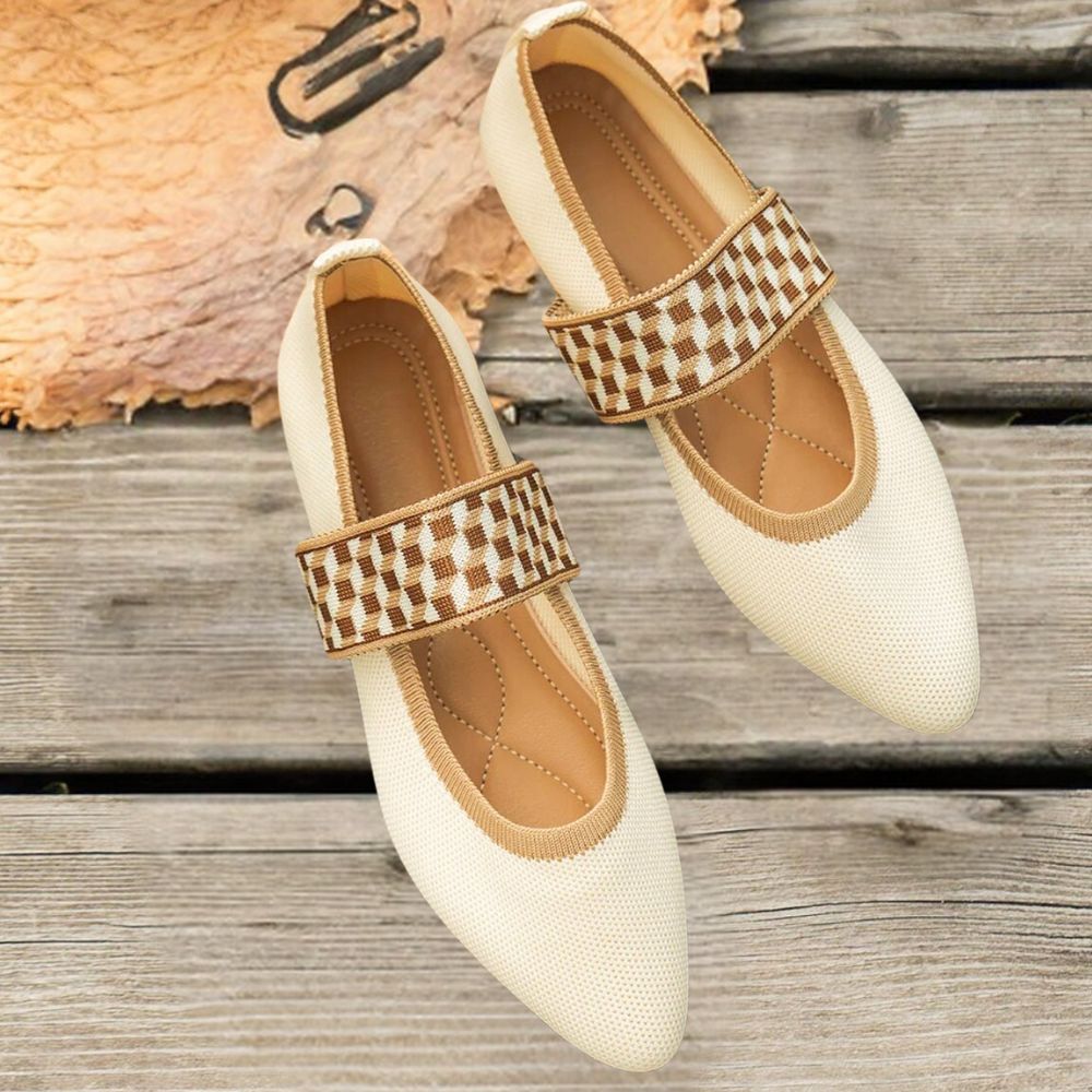 Damen-Schuhe, Kurbel, Flachbilder, bequemes Schaftmaterial, geometrisches Muster-1