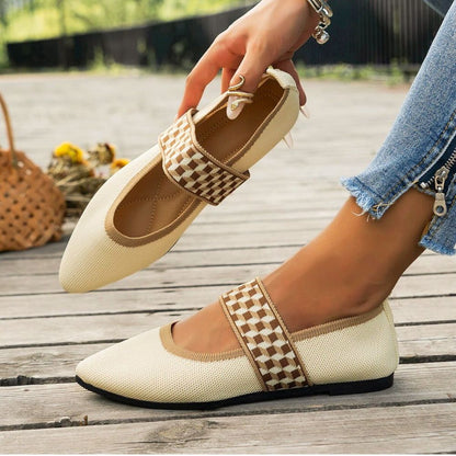 Damen-Schuhe, Kurbel, Flachbilder, bequemes Schaftmaterial, geometrisches Muster-2