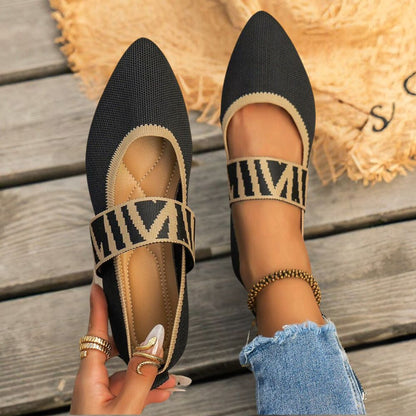 Damen-Schuhe, Kurbel, Flachbilder, bequemes Schaftmaterial, geometrisches Muster-5