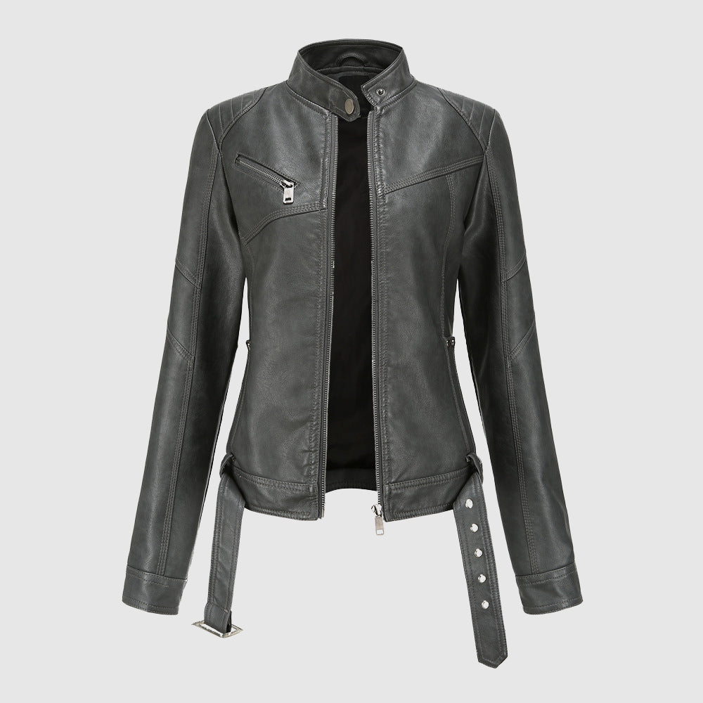 Damen Reißverschlussjacke Trendig Hochwertiges Material Schmale Silhouette-4