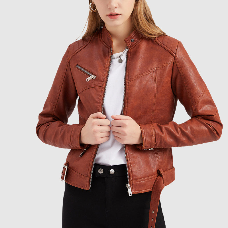 Damen Reißverschlussjacke Trendig Hochwertiges Material Schmale Silhouette-2