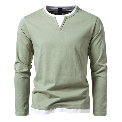 Herren-Langarm-T-Shirt, klassische Baumwolle-3