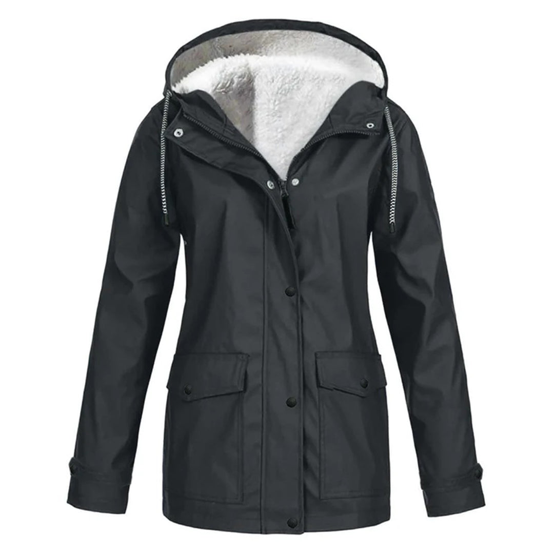 Damen-Winterjacke Lang Wetterfest Polyester mit isolierendem Futter 13