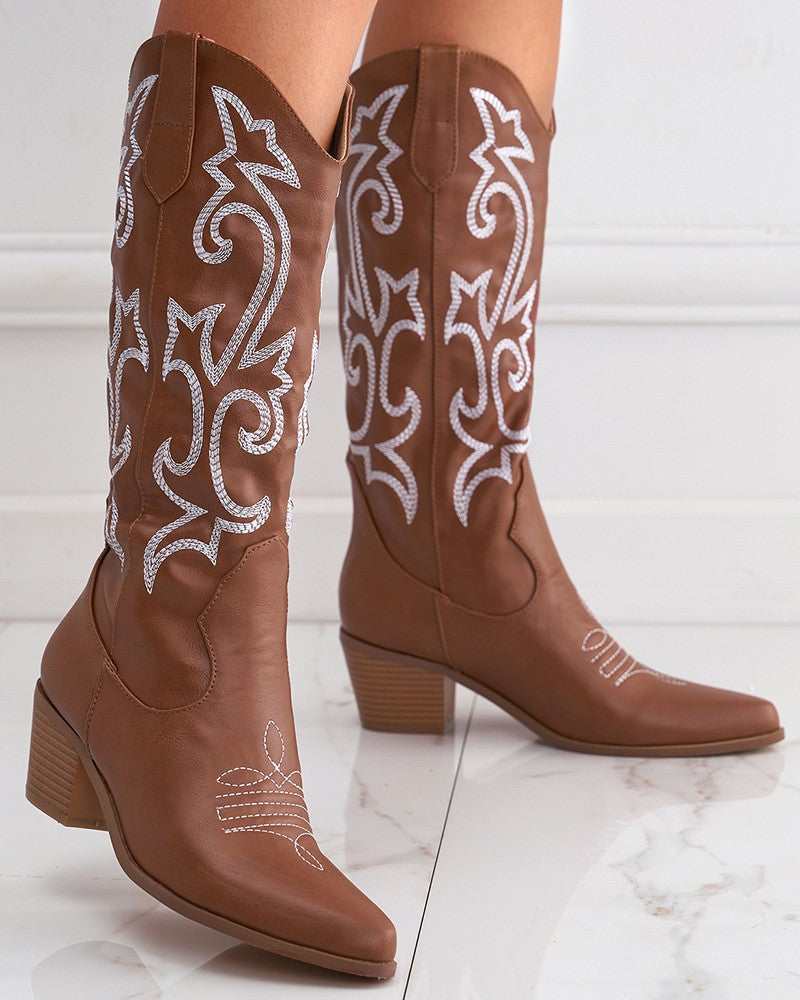 Damen-Cowboystiefel, bestickt, nachhaltige Materialien 1