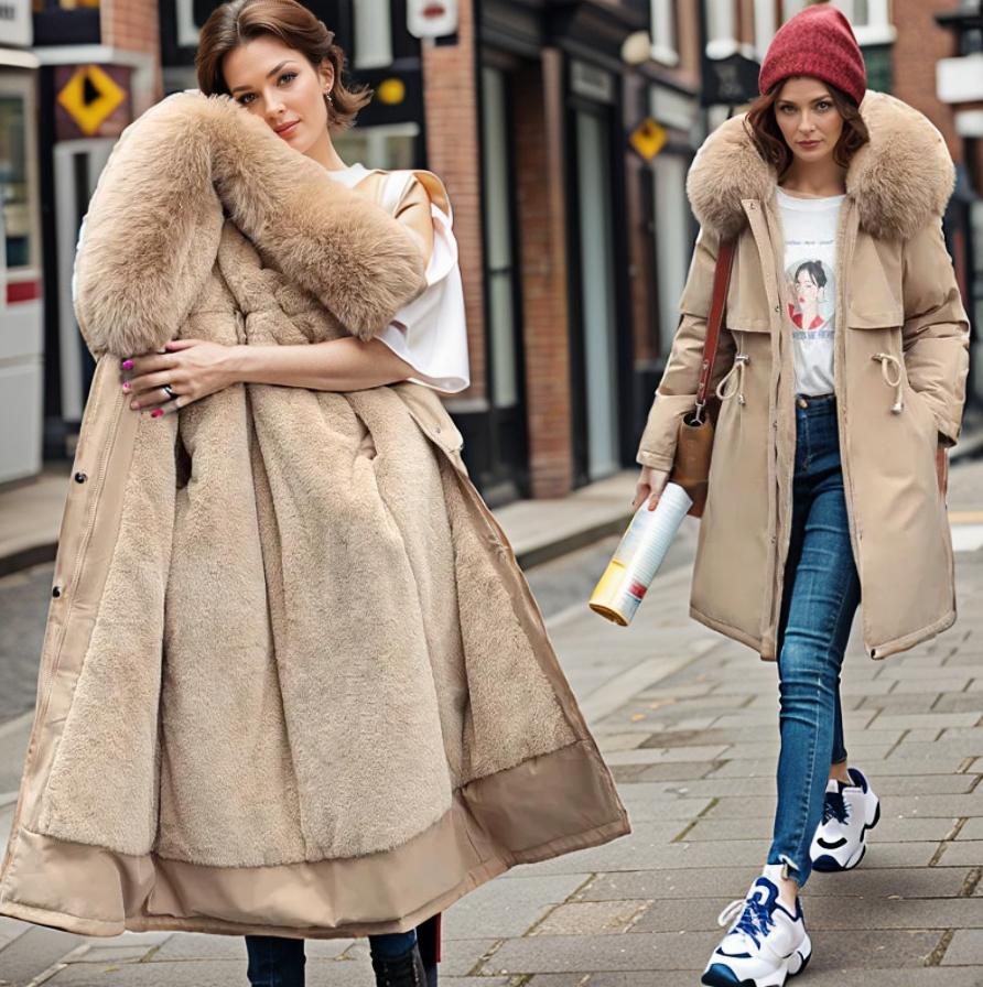 Winterjacke Damen Elegant Figurbetont Polyester-3