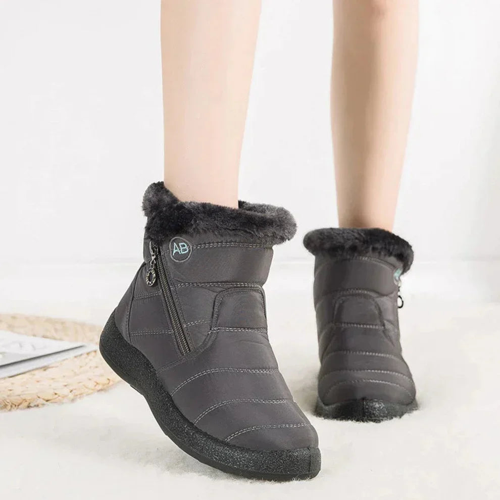 Damen Wasserdicht Schneestiefel Flacher Absatz Seitlicher Reißverschluss-5