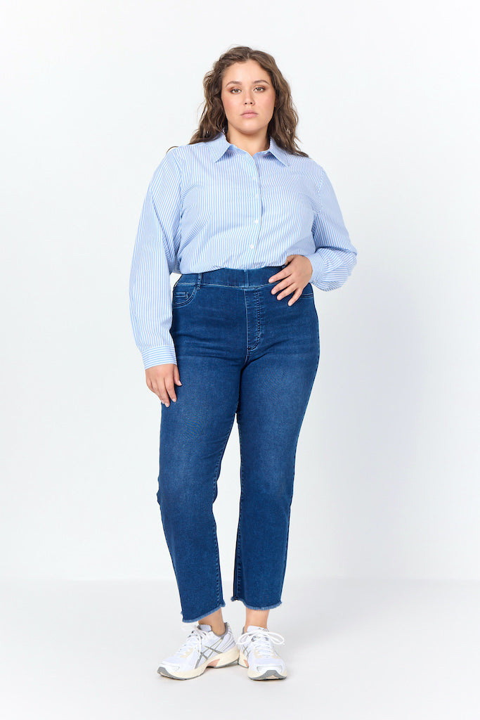 Damen-Jeans High Waist Stretch Gerade Passform-4