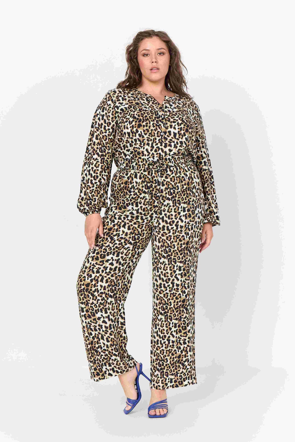 Damenbluse Leopardendruck Langarm Viskose-6