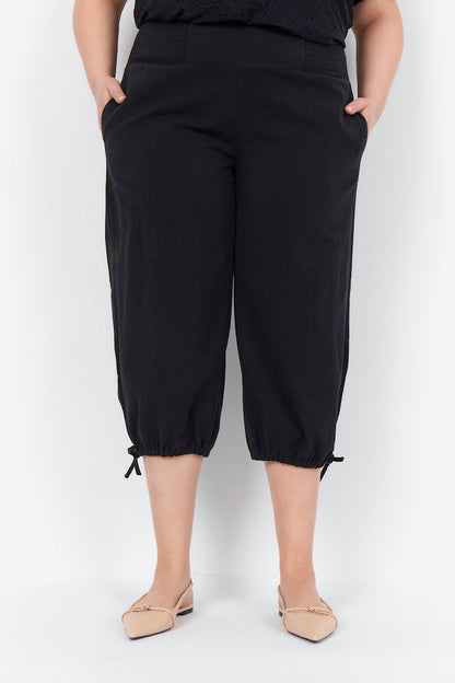 Schicke Damenhosen mit hoher Taille aus 100 % Baumwolle mit Smock und Seitentaschen-3