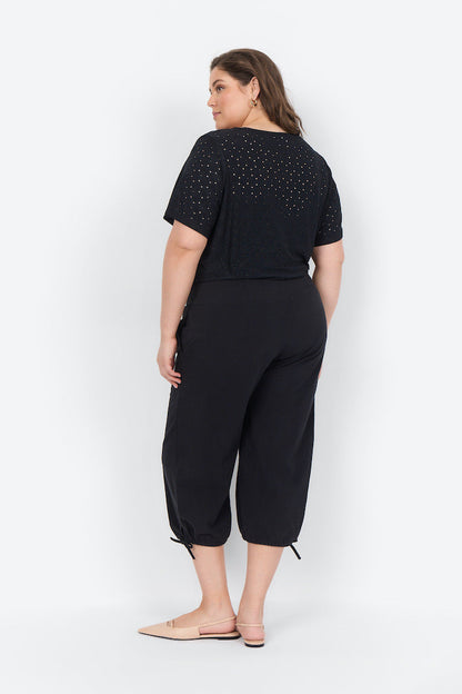 Schicke Damenhosen mit hoher Taille aus 100 % Baumwolle mit Smock und Seitentaschen-4
