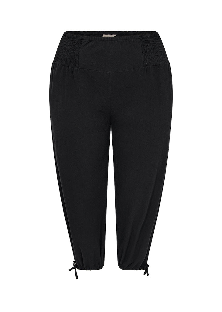 Schicke Damenhosen mit hoher Taille aus 100 % Baumwolle mit Smock und Seitentaschen-5