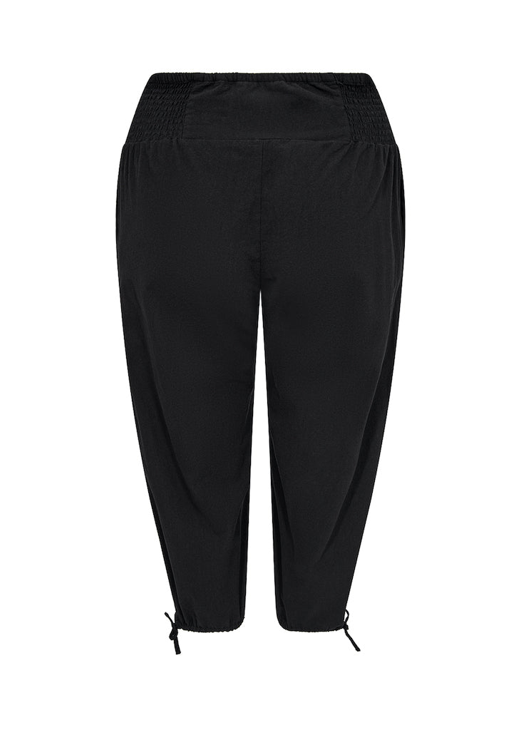 Schicke Damenhosen mit hoher Taille aus 100 % Baumwolle mit Smock und Seitentaschen-6