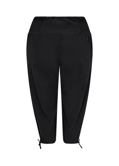 Schicke Damenhosen mit hoher Taille aus 100 % Baumwolle mit Smock und Seitentaschen-6