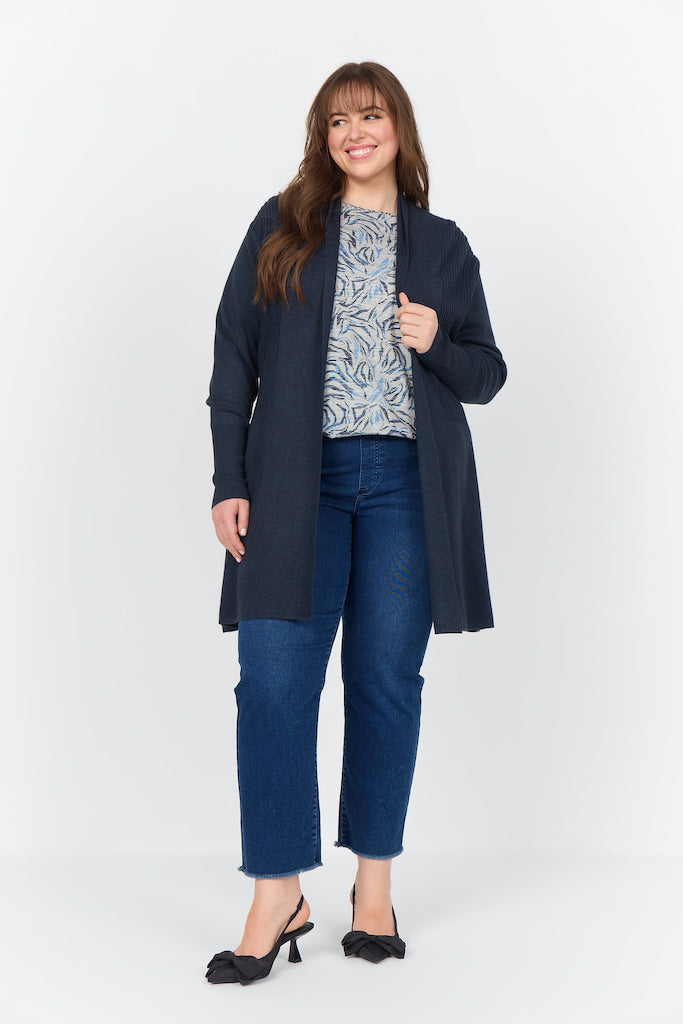 Lange Plus-Size-Strickjacke mit offenem Vorderteil und langen Ärmeln, Lenzing-Ecovero-Material, lockere Passform für Komfort 3