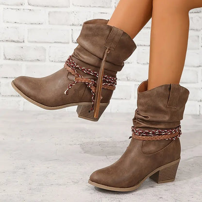 Variant image for Damen-Stiefel, Cowboy-Stil, klassisches Design, Leder-1