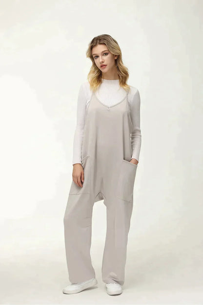 Damen-Jumpsuit Leicht Dehnbar Synthetikfaser mit Taschen-4