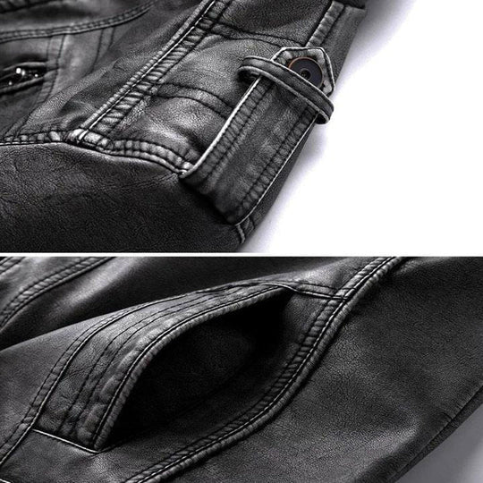 Herren-Bikerjacke, Leder, mit vielseitigem Design-2