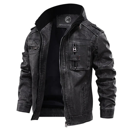 Herren-Bikerjacke, Leder, mit vielseitigem Design-1
