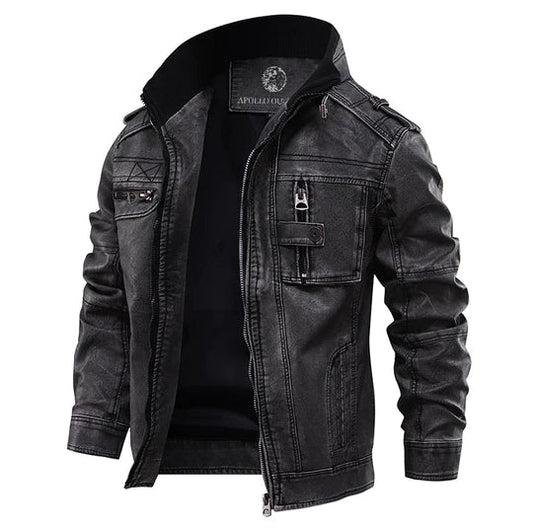 Herren-Bikerjacke, Leder, mit vielseitigem Design-1